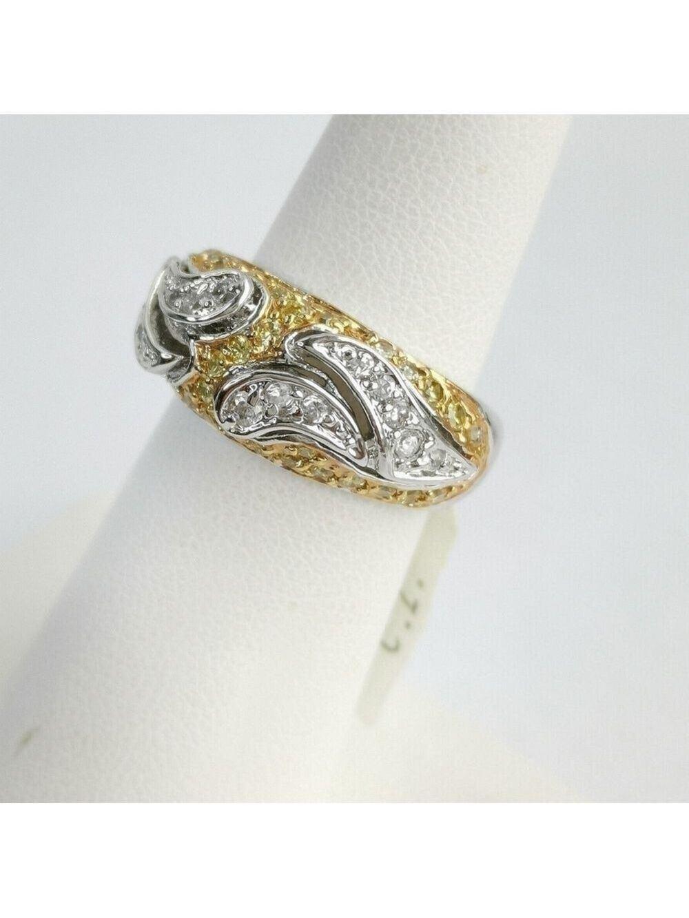 Two tone 14k yellow and white gold CZ band ring size 6 🆕